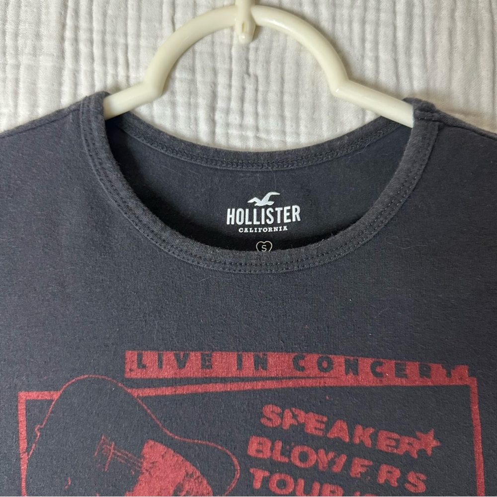 HOLLISTER Woman’s Gray Crop Top Short Sleeve Graphic Tee Restless Youth Small - Picture 3 of 6